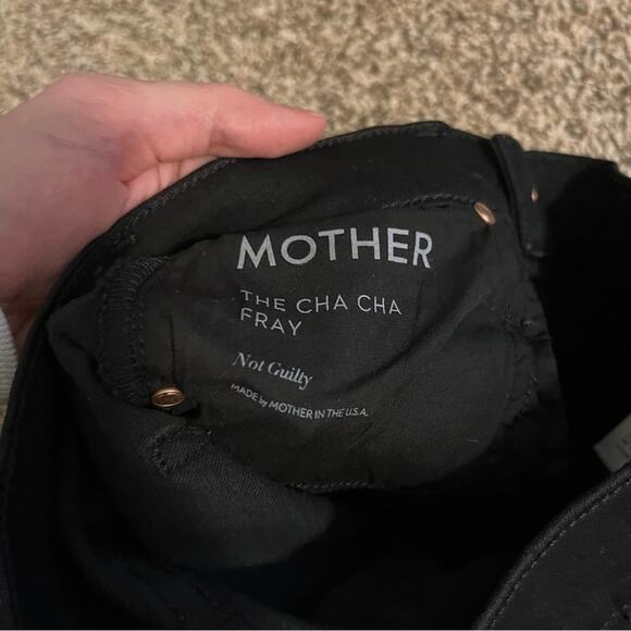 Mother The Cha Cha Fray Black Cropped Bell Flare Jeans Women’s Size 24 - Picture 11 of 15